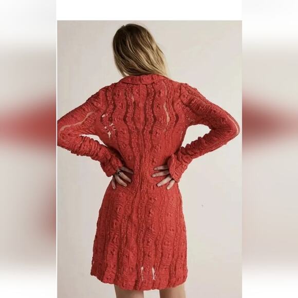 Free People Shayla Lace Mini Dress in Red XS nwts - Picture 2 of 4